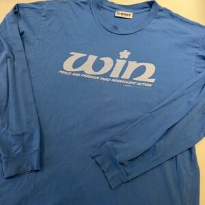Cherry Los Angeles Win Peace and Freedom Long Sleeve T-Shirt Blue Large